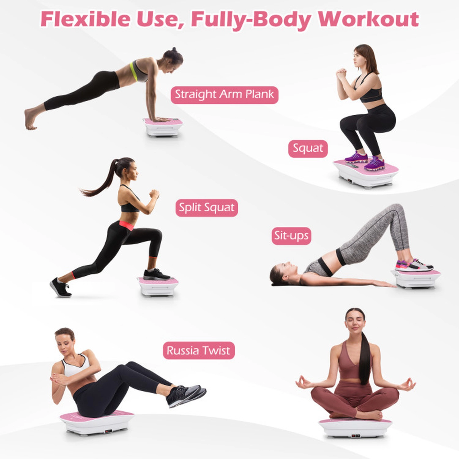 SUGIFT White 220-lb Capacity 10-Speed Lymphatic Drainage Vibration Plate Exercise Machine with Remote