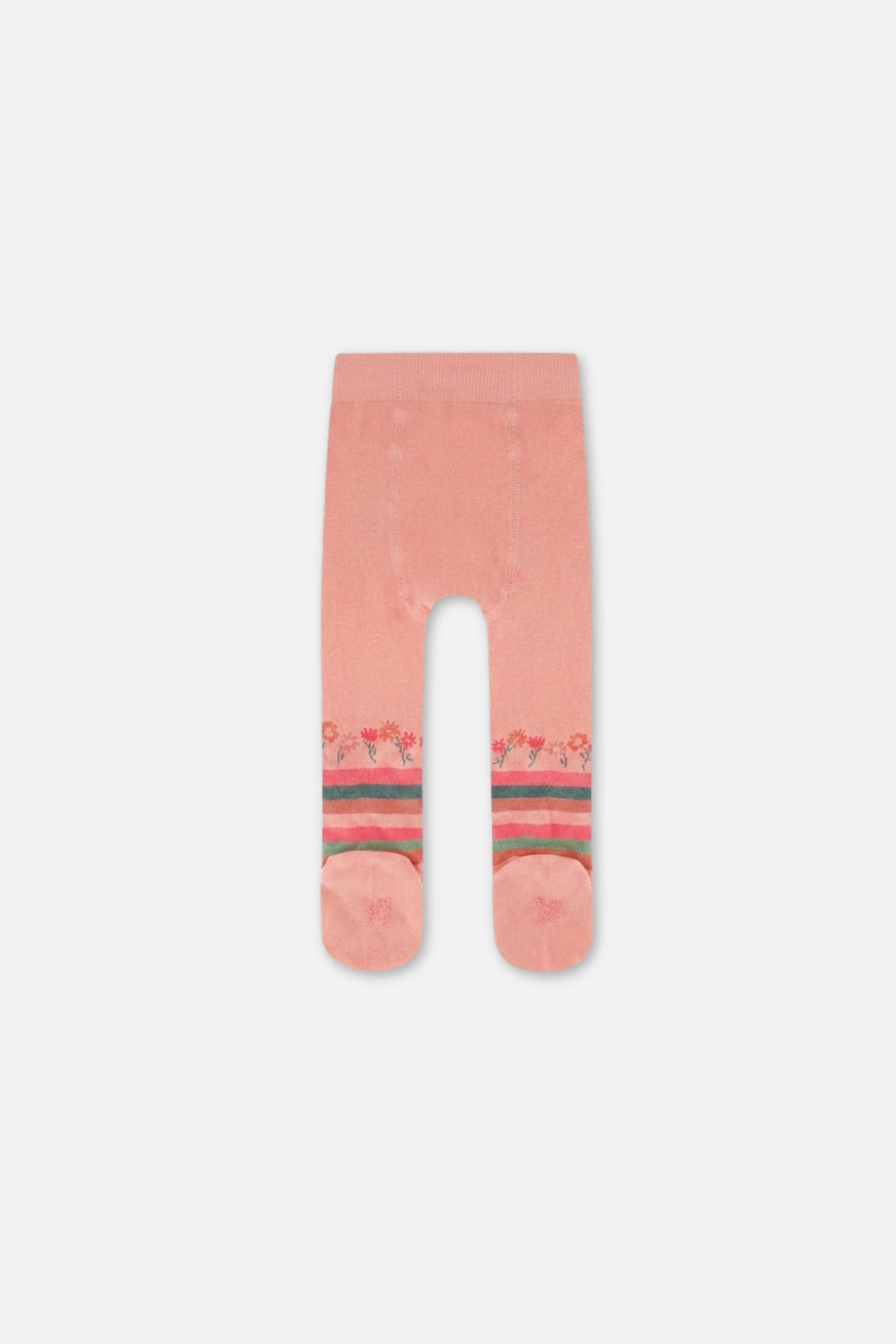 Deux par Deux Girls Striped Floral Detail Knit Tights