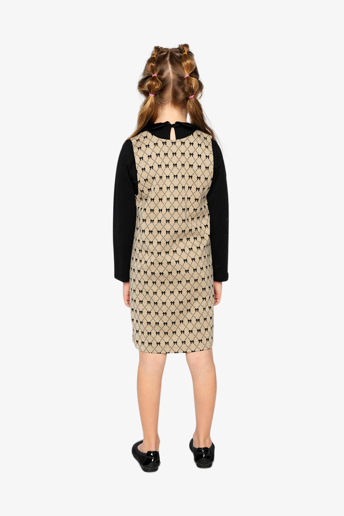 Deux par Girls Jacquard Knit Bow Tie Print Jumper with Front Pockets