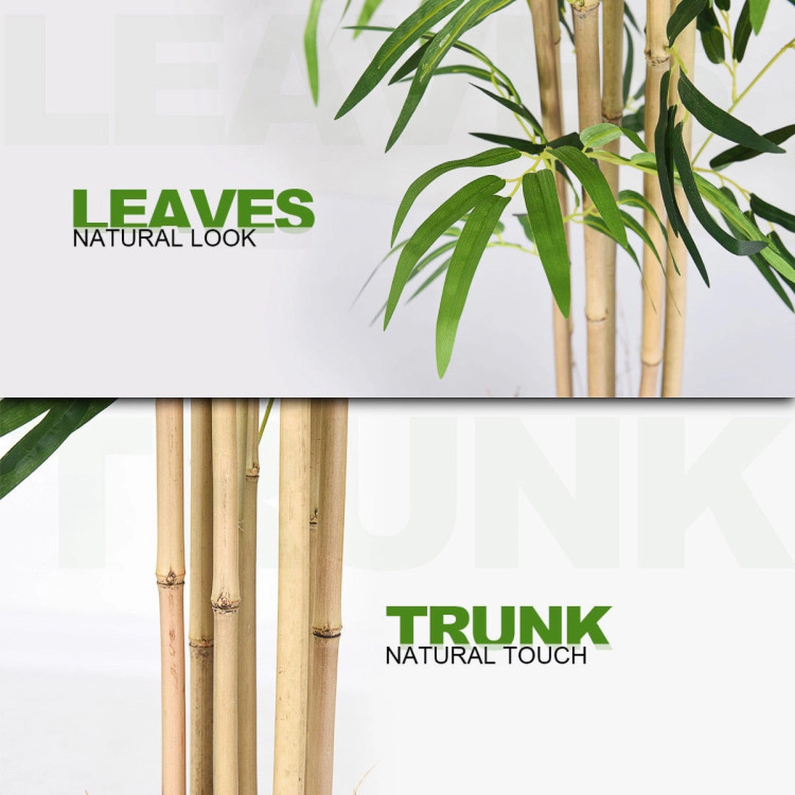 SUGIFT 5-Foot Artificial Bamboo Silk Tree with 8 Wood Trunks and 1095 Leaves in 7-in Black Plastic Planter Green