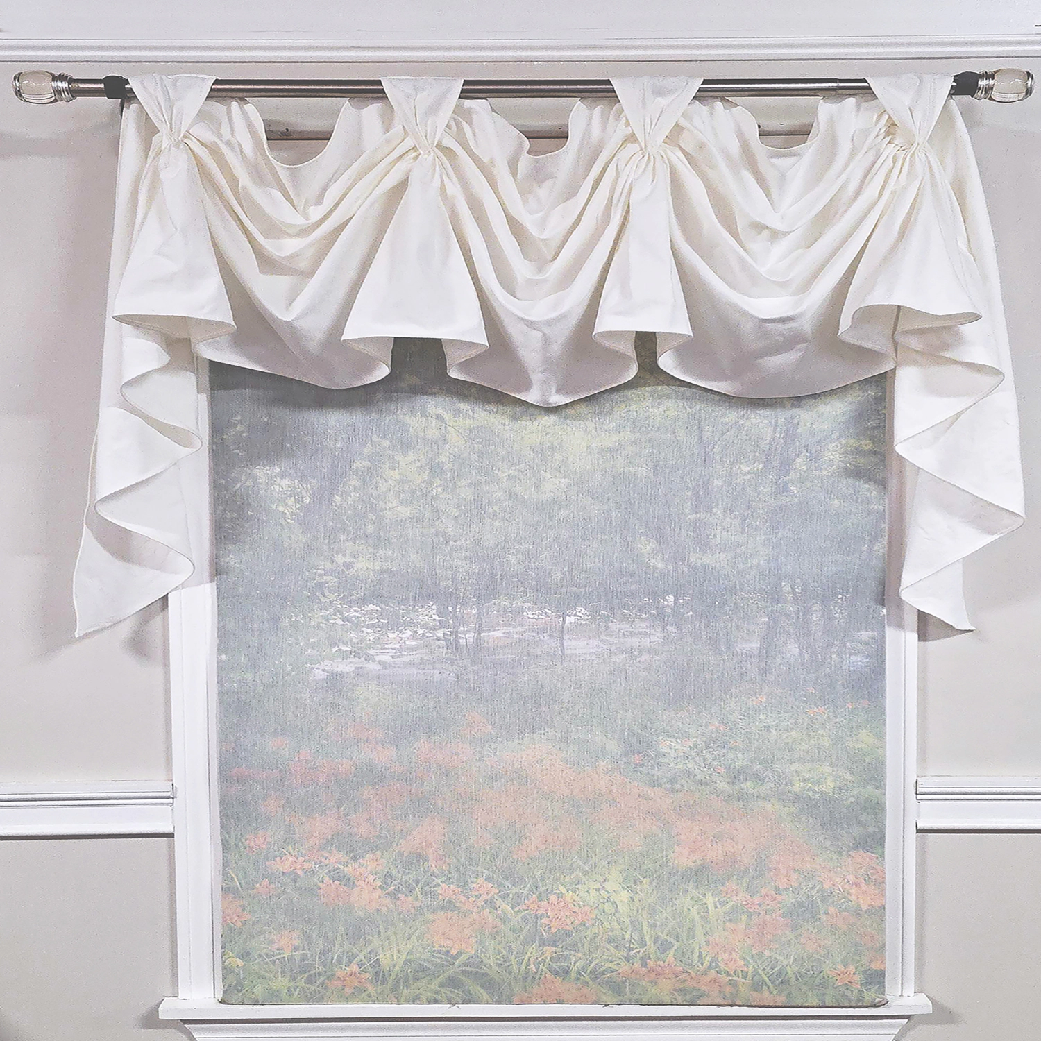 RLF Home Soft Duck 3-S Victory 100% Cotton Tab Top Swag Window Curtain 54" x 25" Off White