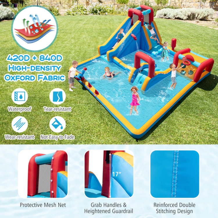 Hivvago Inflatable Double Water Slide Park 9-in-1 Giant Bounce House 750W Blower Included
