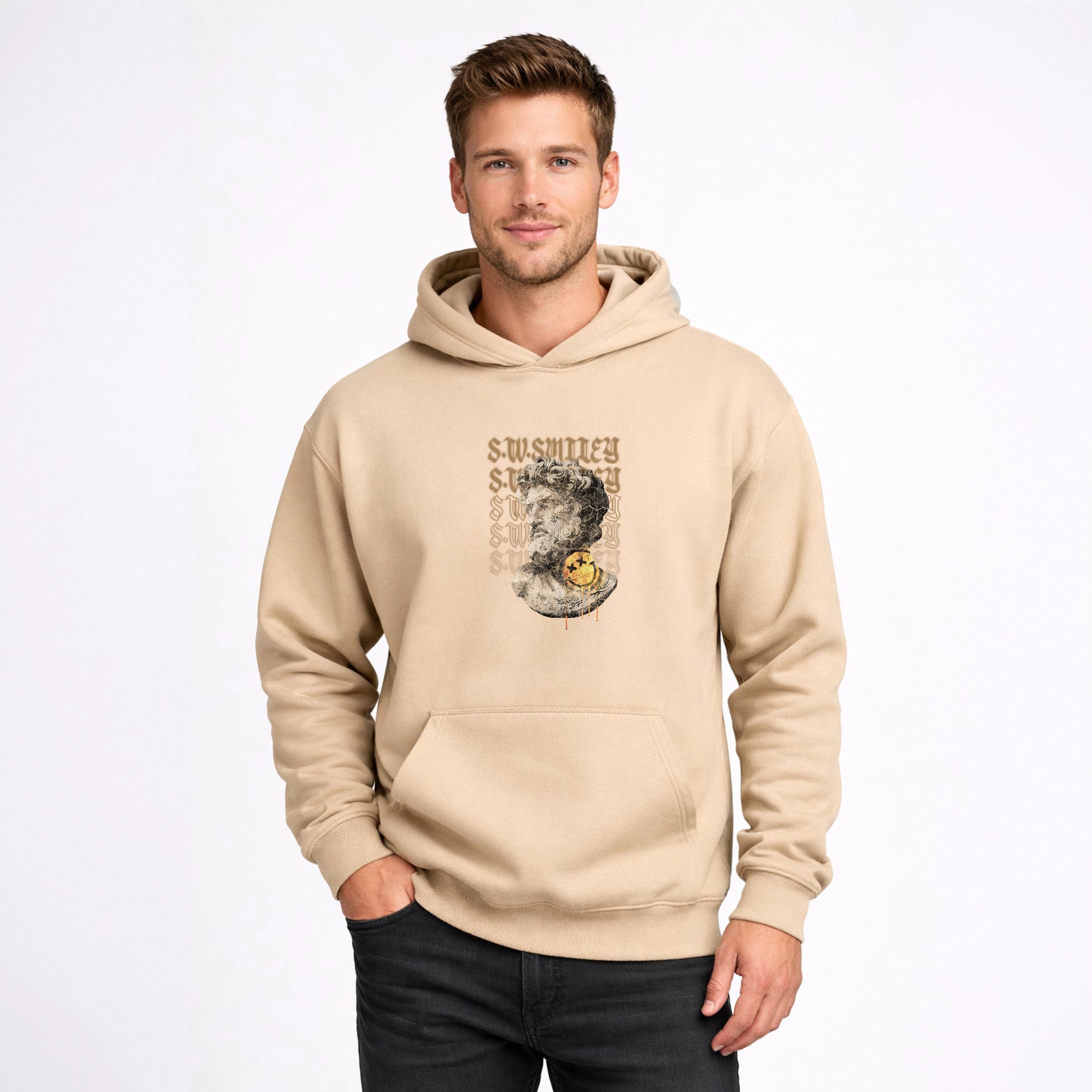 Simply Sage Market - Men's Graphic Hoodie S.W.Smiley Graffitti Roman Statue