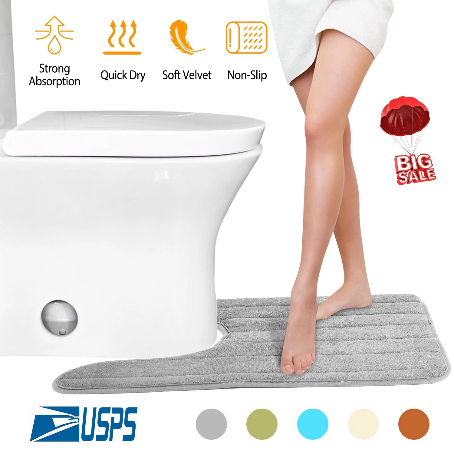 GBruno Velvet U-Shaped Contour Bathroom Rug