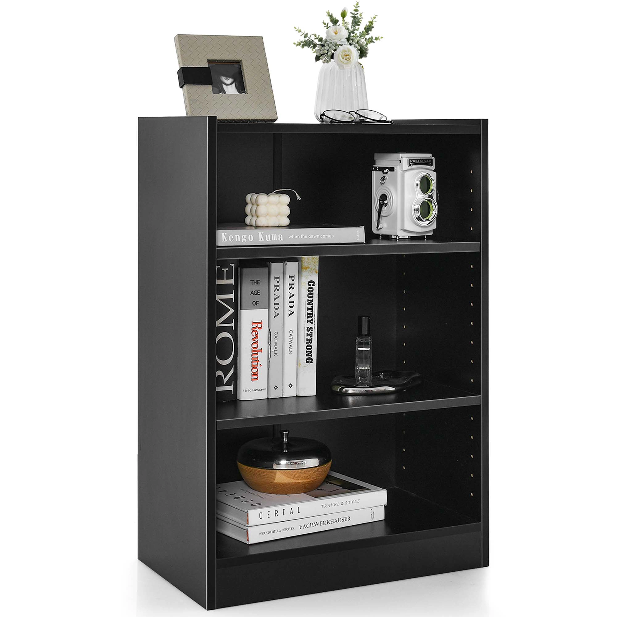 Costway 3-Tier Bookcase Open Multipurpose Display Rack Cabinet with Adjustable Shelves White
