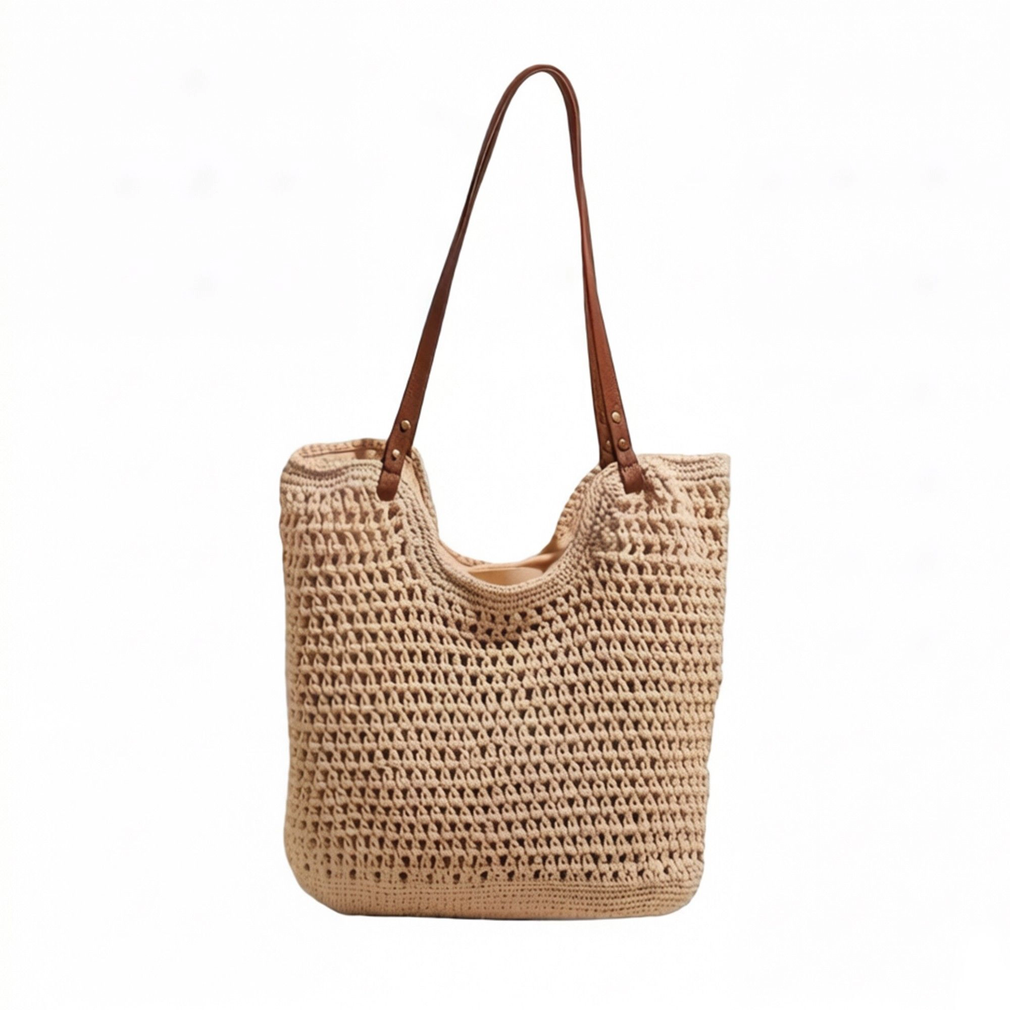 Alilang Women's Woven Crochet Tote Bag with Double Strap Lightweight Knit Shoulder Bag Large Capacity Handbag