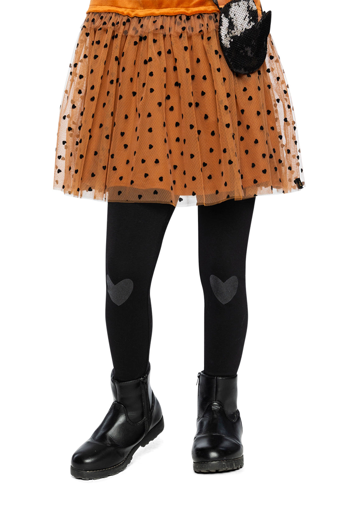 Deux par Girls Glitter Heart Knee Organic Cotton Leggings