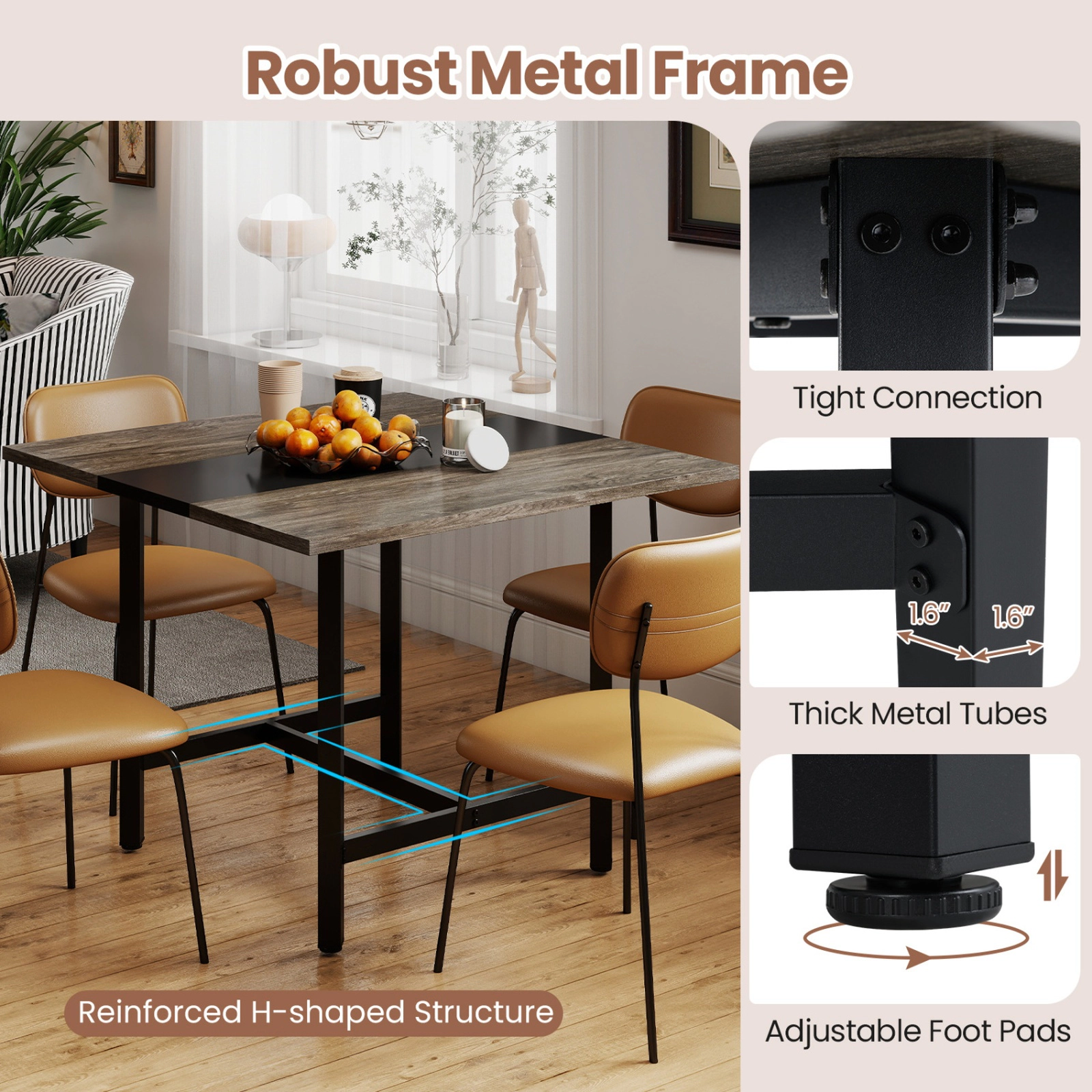 SUGIFT 39.5-in Rustic Brown 200-lb Capacity Square Conference Meeting Room Table with Thickened Top
