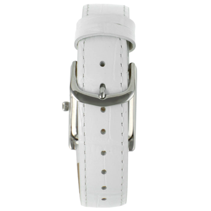 Peugeot Women's Tank Watch Roman Dial White Leather Strap