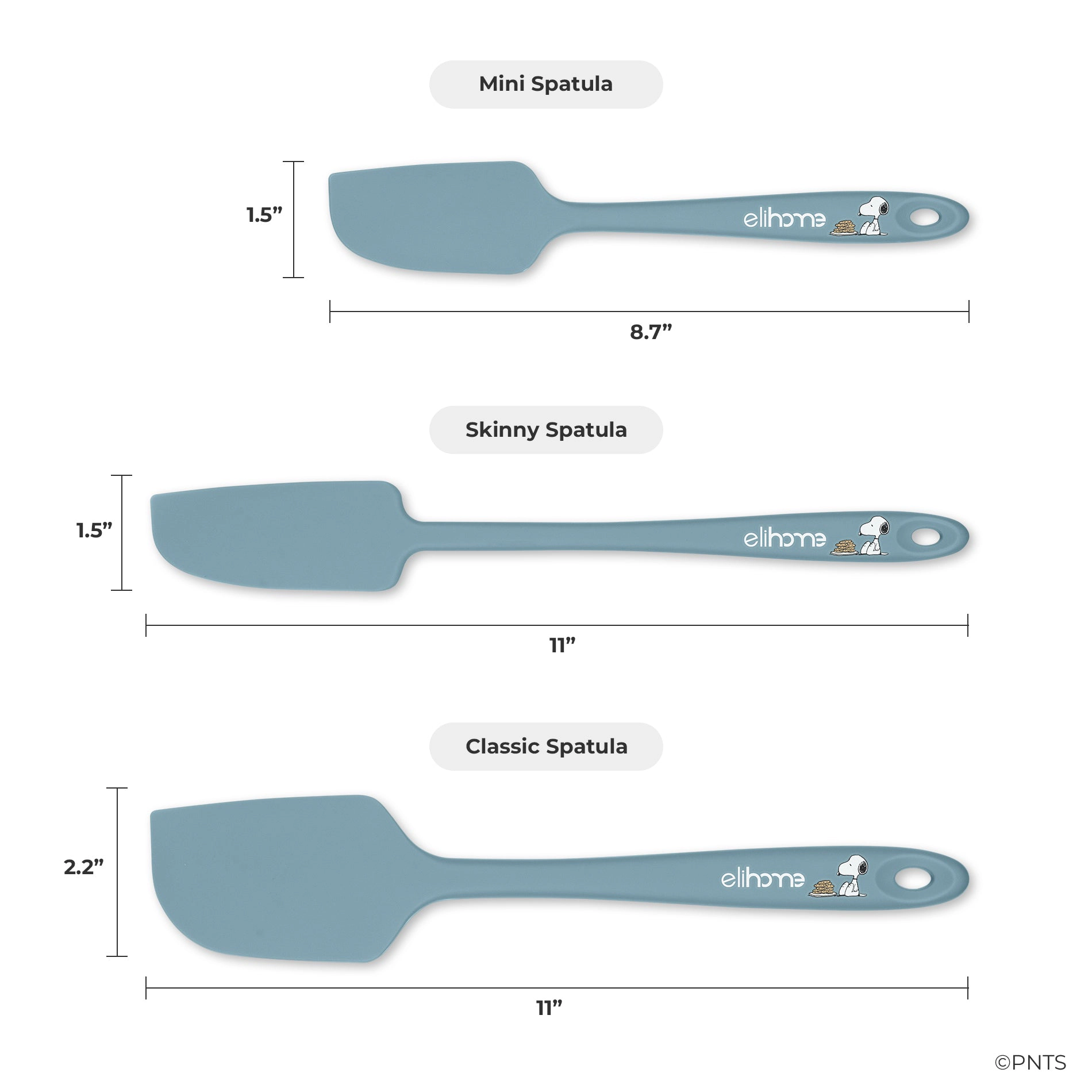 Elihome x Peanuts 8-Piece Silicone Spatula Set