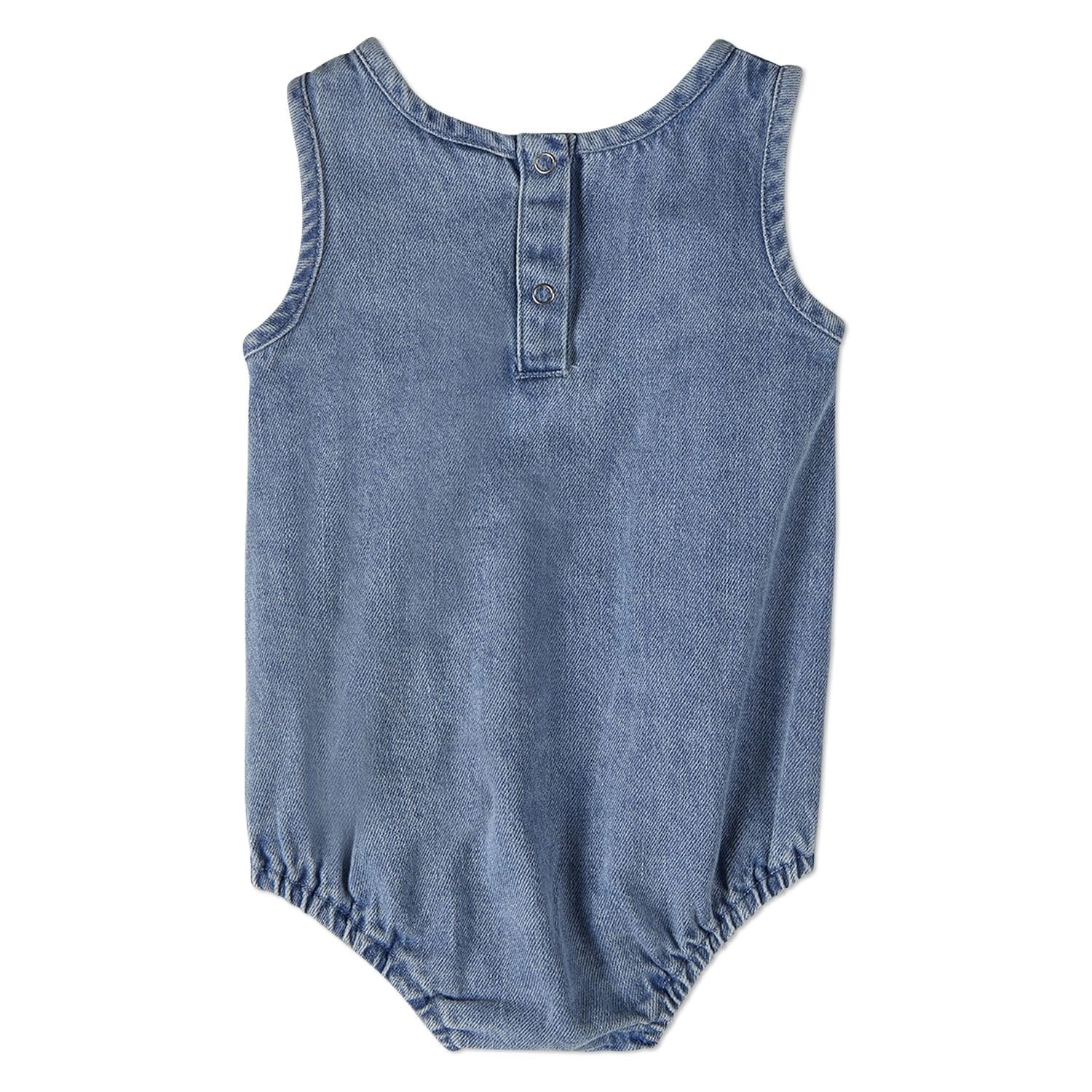 Memoi Baby and Toddler Girls "Petit Amour" 100% Cotton Denim Romper
