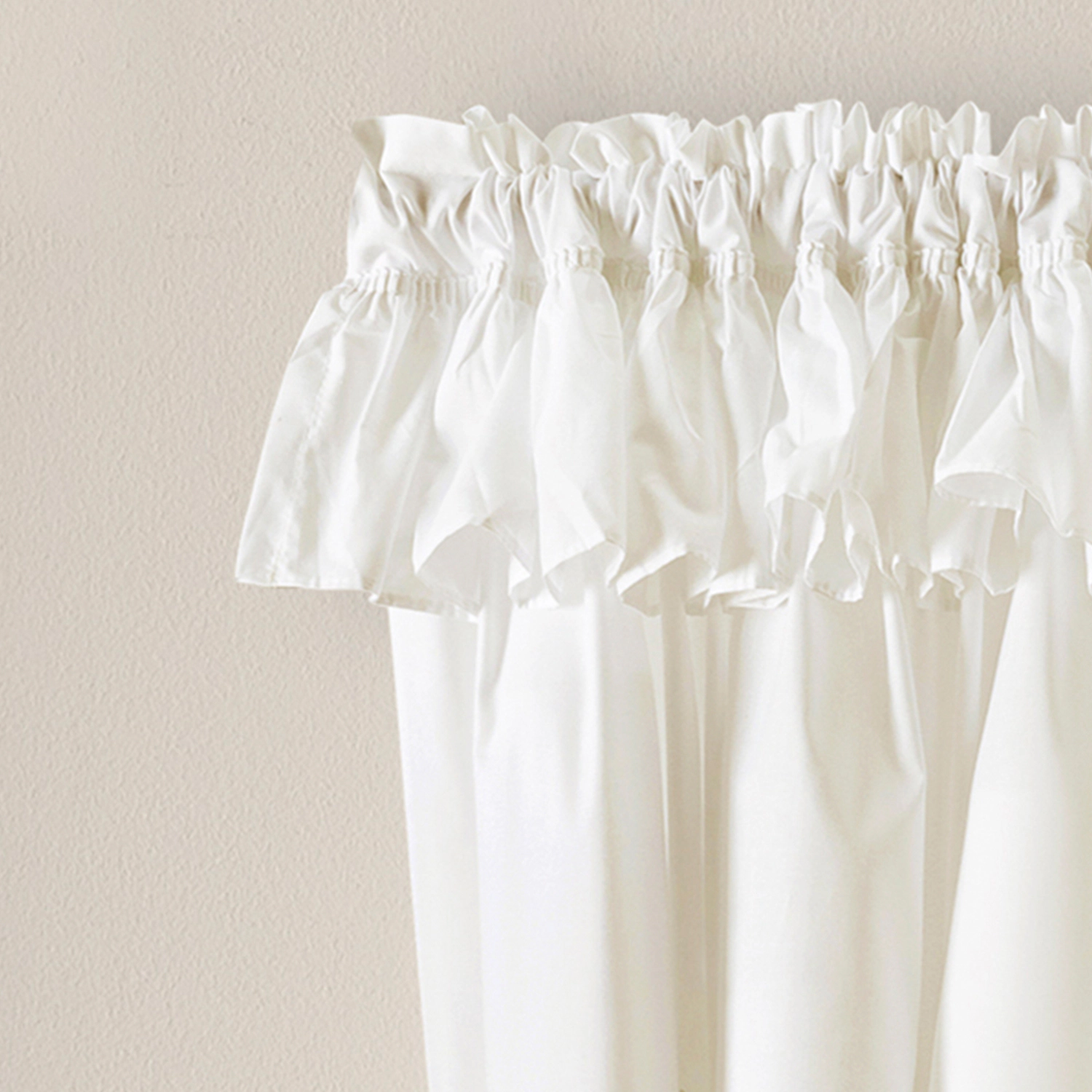 Ellis Curtain Classic Wide Solid Color Perma Press Ruffled Priscilla Curtain Panel With Ties 84" x 54" Natural