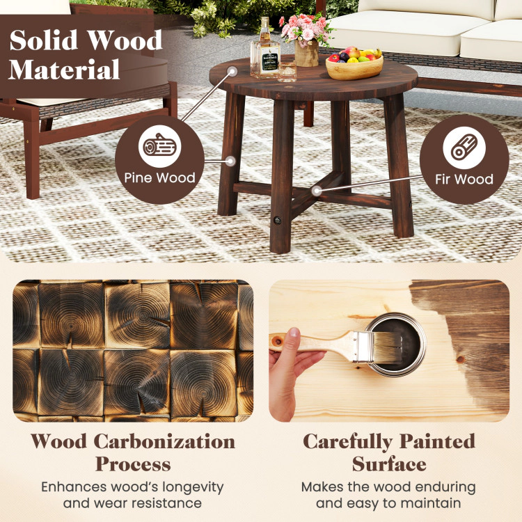 Hivvago Patio End Table With Solid Wood Structure For Garden Deck Poolside And Indoors-Brown