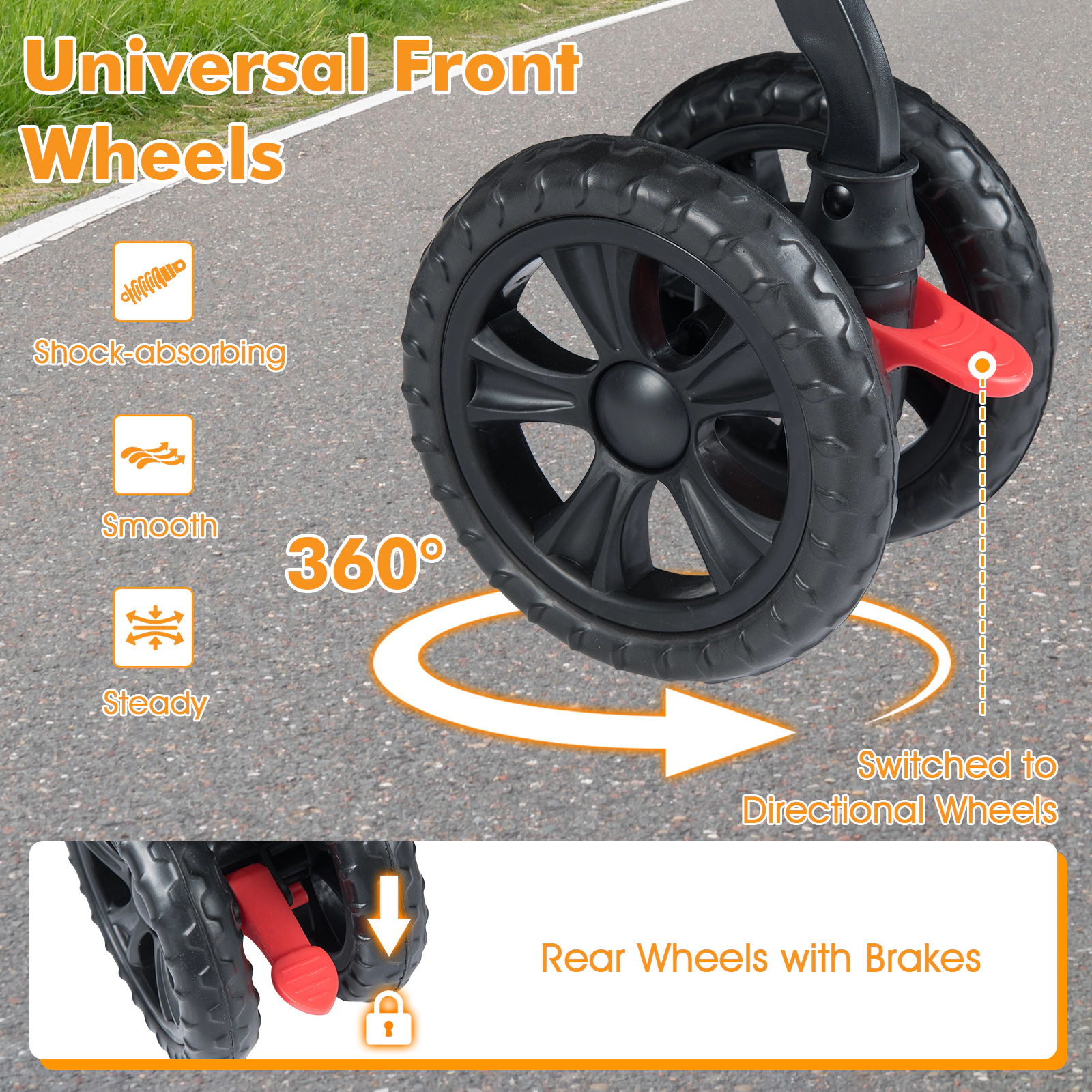 SUGIFT Gray Double Pet Stroller with Storage Basket and Pockets 31.5-in W 28.5-in D 40-in H 26-lb Seat Capacity