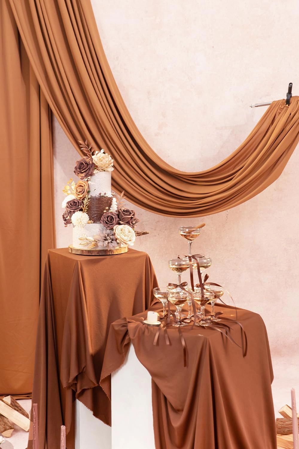 PUPWE Fall Artificial Flowerbo  Rose Dahliat Orange