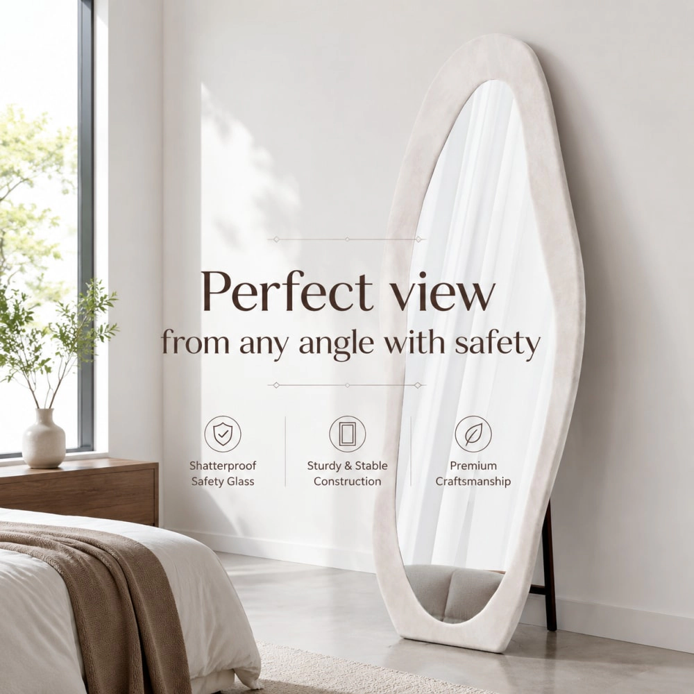 Toemoa Full Length Irregular Wavy Floor and Wall Mirror set of 1