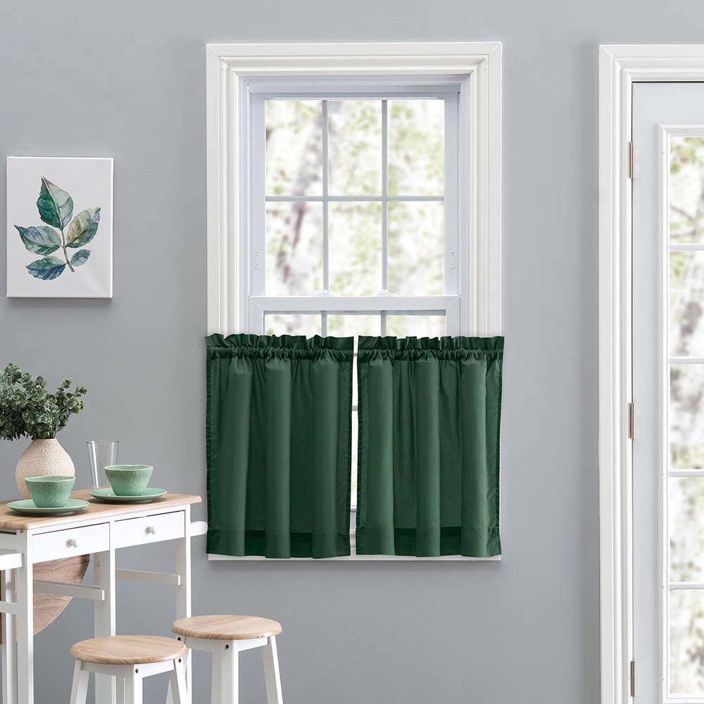Ellis Stacey 1.5 Rod Pocket Fabric Solid Color Window Tailo Tier Pair