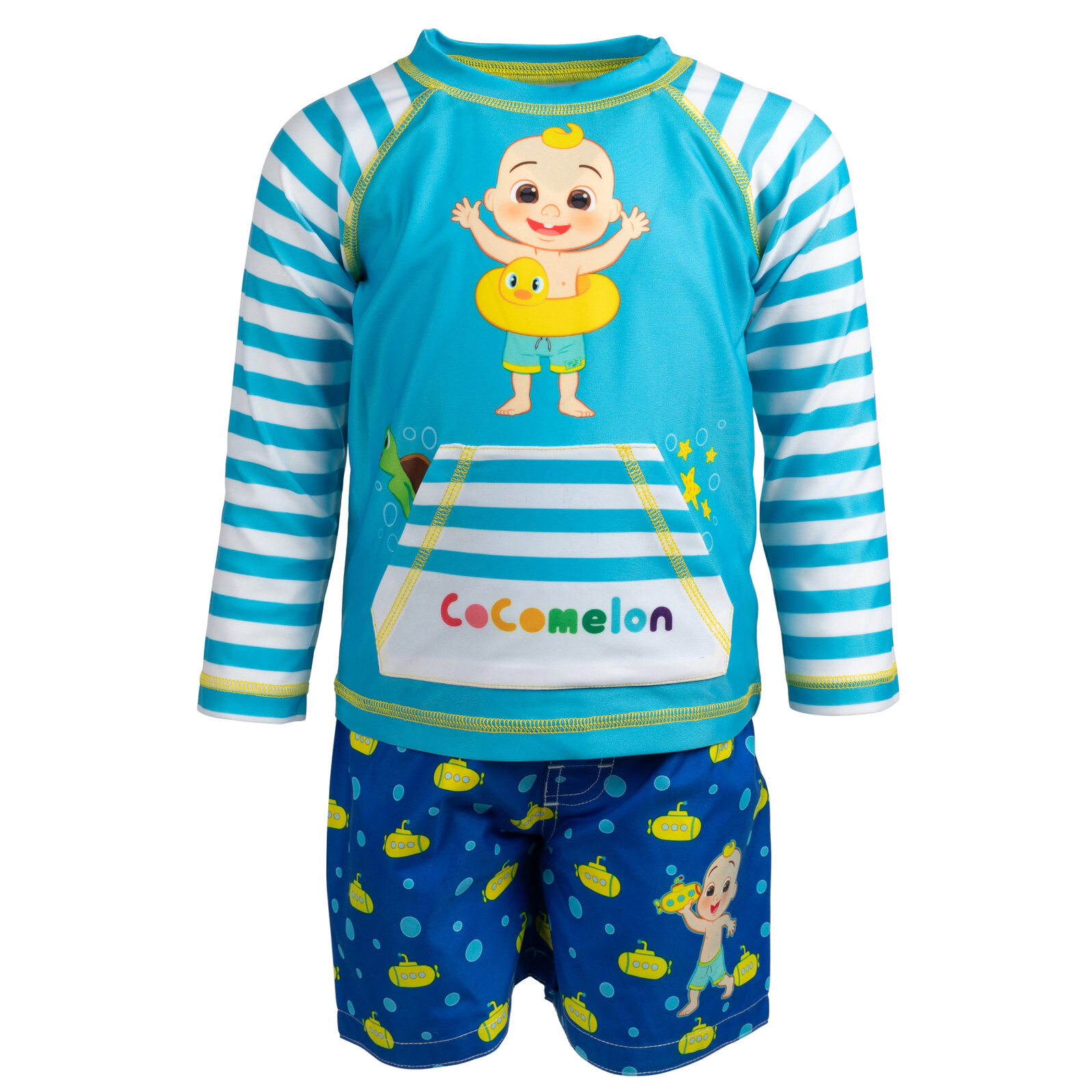 Cocomelon JJ Boys' 2-Piece Rash Guard and Swim Trunks Set