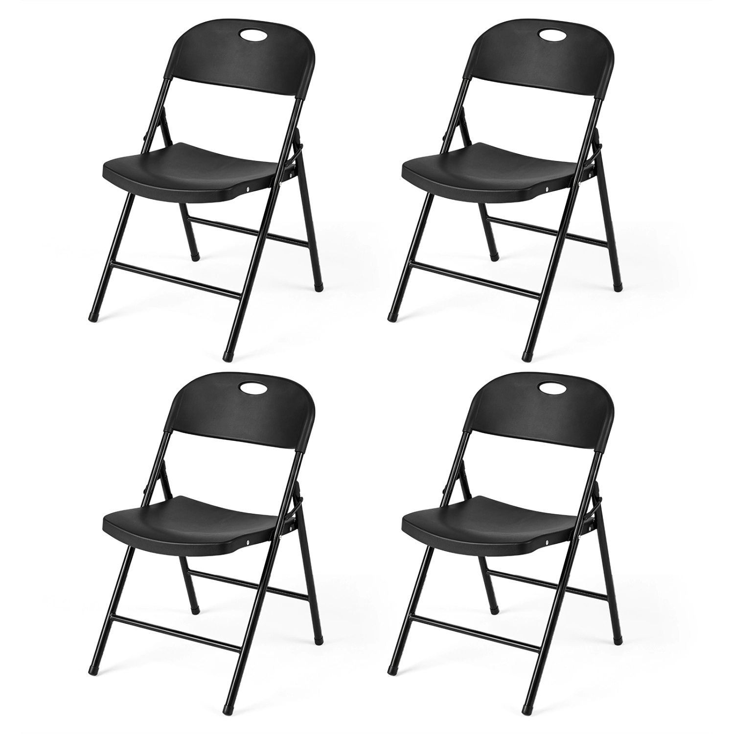 LJG Set of Foldable Plastic Chairs with Ergonomic Backrest