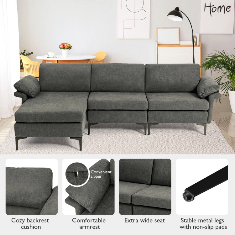 Hivvago Spacious L-Shaped Sectional Couch with Reversible Chaise Lounge