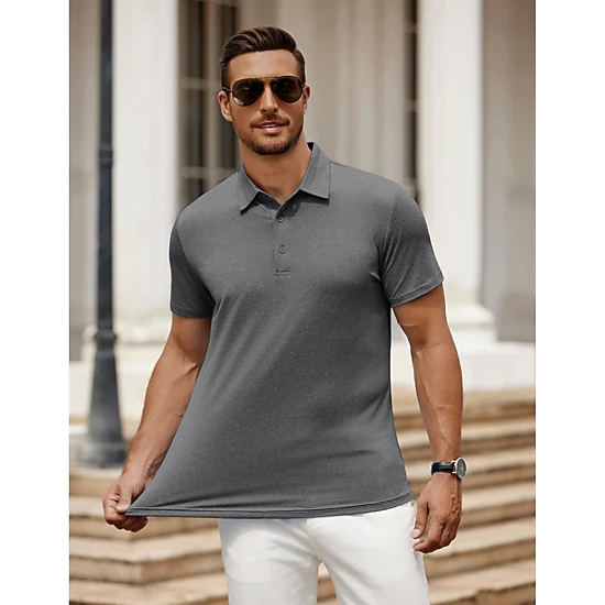 COOFANDY Men's Regular Fit Short Sleeve Collar Neck Polo Shirt