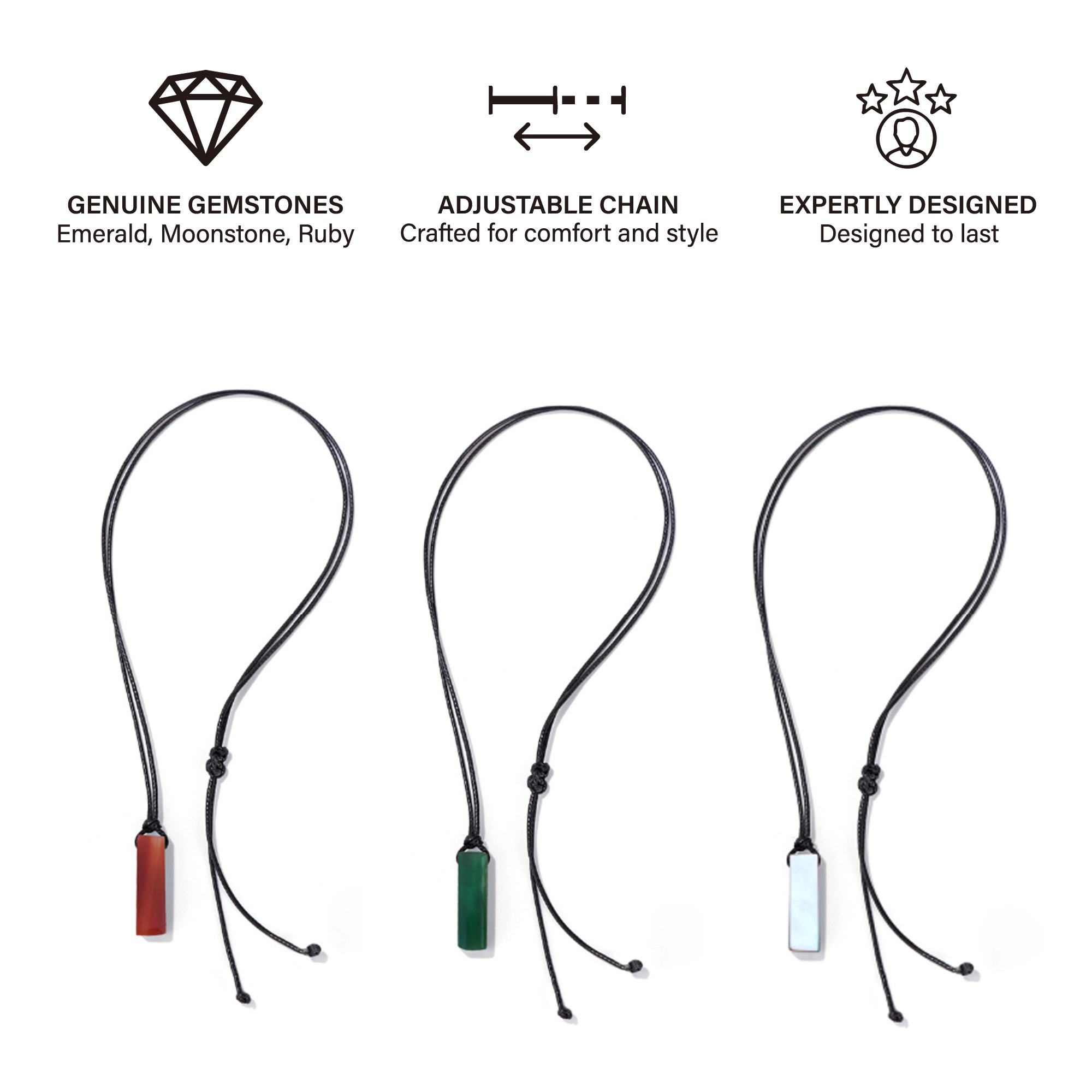 Pursonic Women's Trinity Gemstone Necklace Set – Elegance in Every Gem