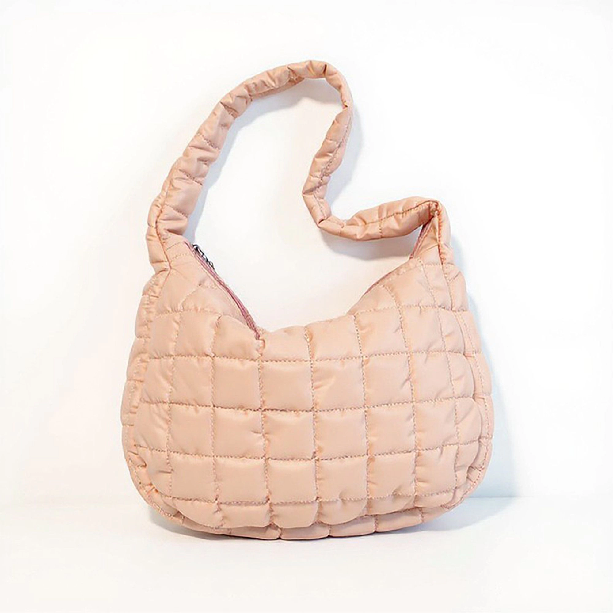 Alilang Women's Quilted Shoulder Bag with Padded Handle and Zip Top Closure