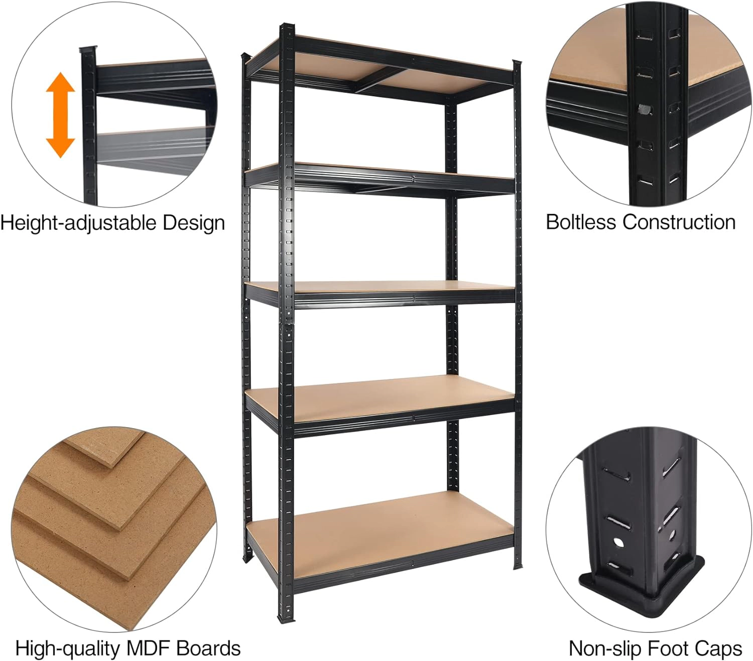 Flynama Industrial Heavy Duty Steel Garage Shelving 2000 LBS Capacity Adjustable Storage Rack for Workshop Warehouse