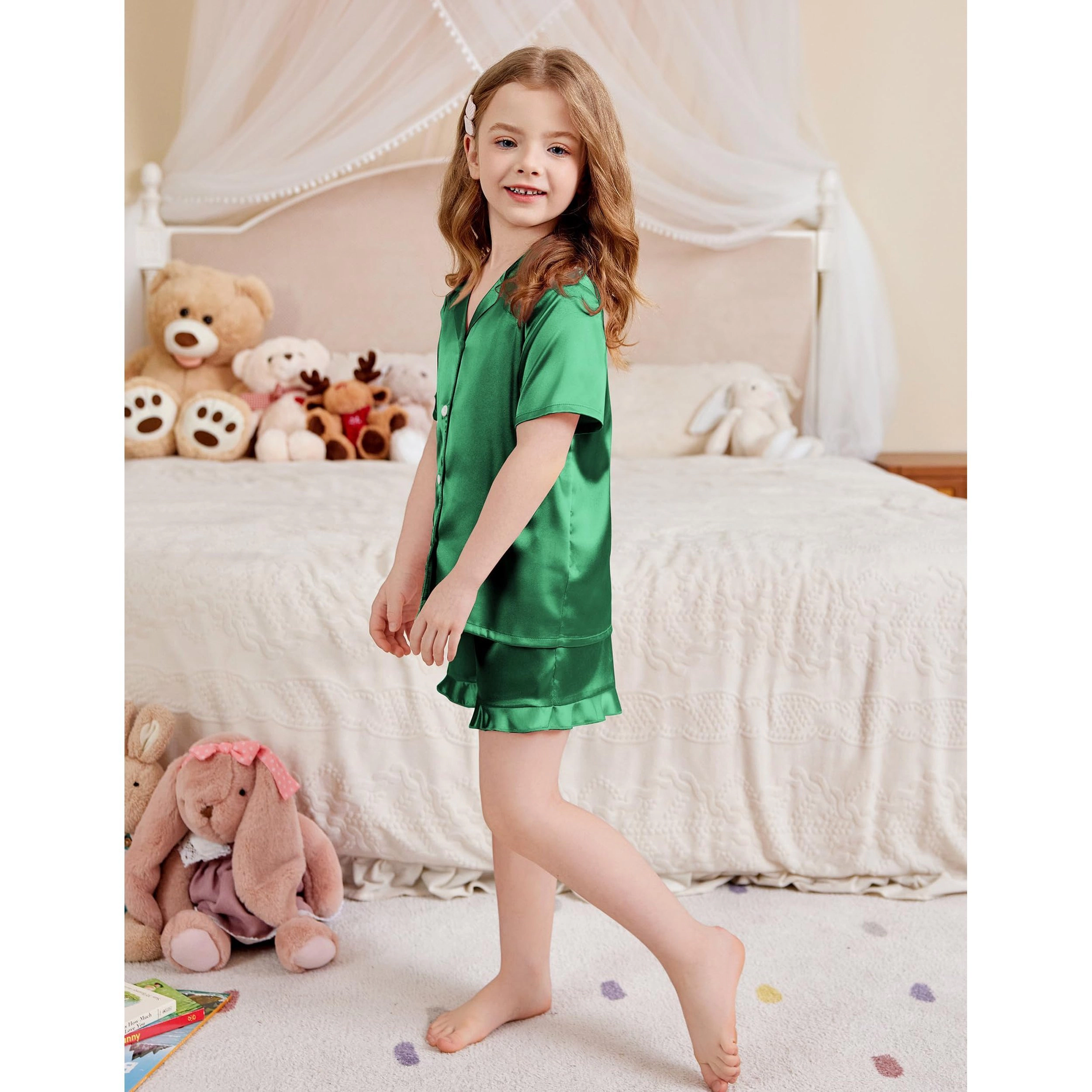 Arshiner Girls Pajamas Pajama Set Piece Button Down Ruffle Sleepwear