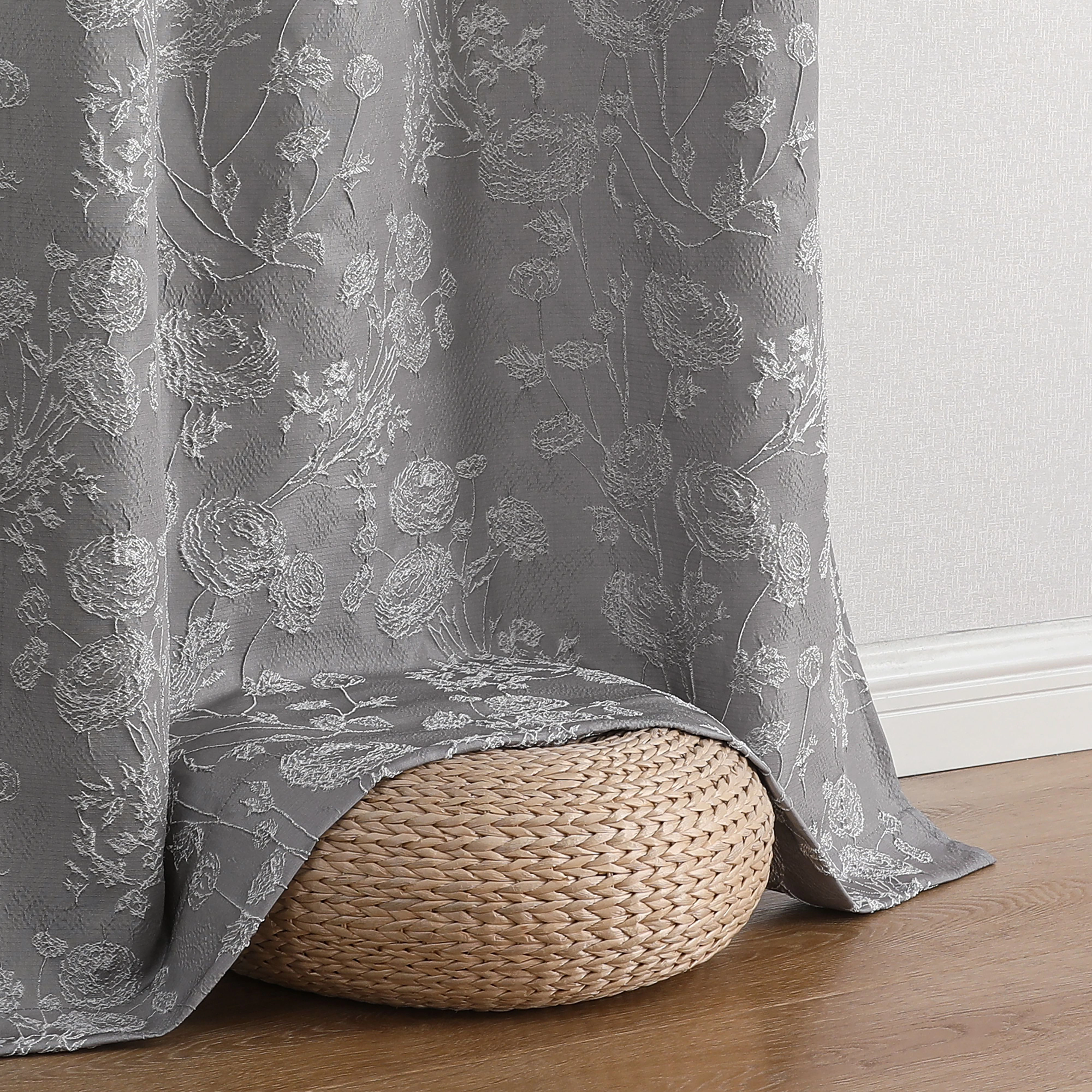 Kate Aurora 2 Piece Maxie Floral Grommet Top Window Curtain Panels - 84 in. Long