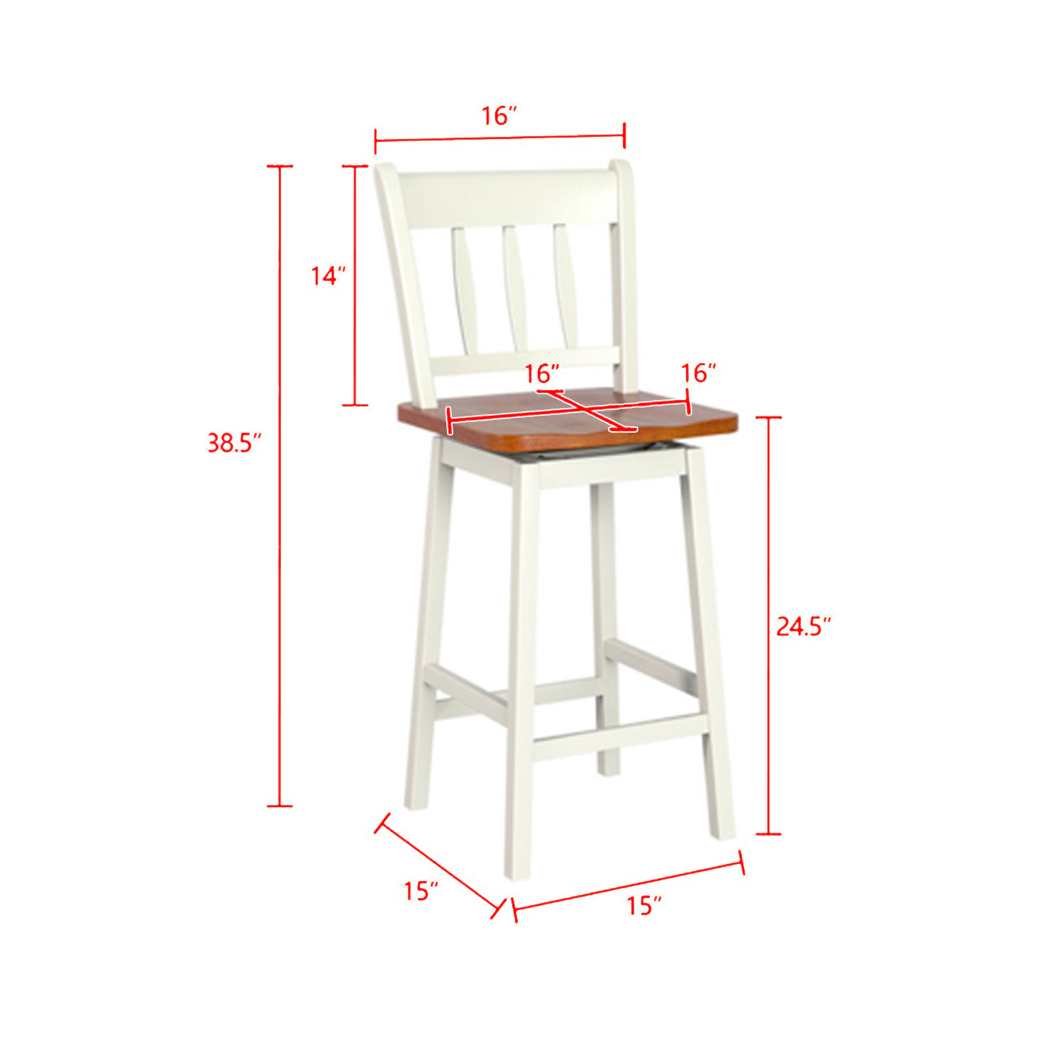 Hivvago 24.5-Inch Counter Height Bar Stools with Full 360° Swivel Function -Set of 2