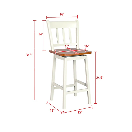 Hivvago 24.5-Inch Counter Height Bar Stools with Full 360° Swivel Function -Set of 2