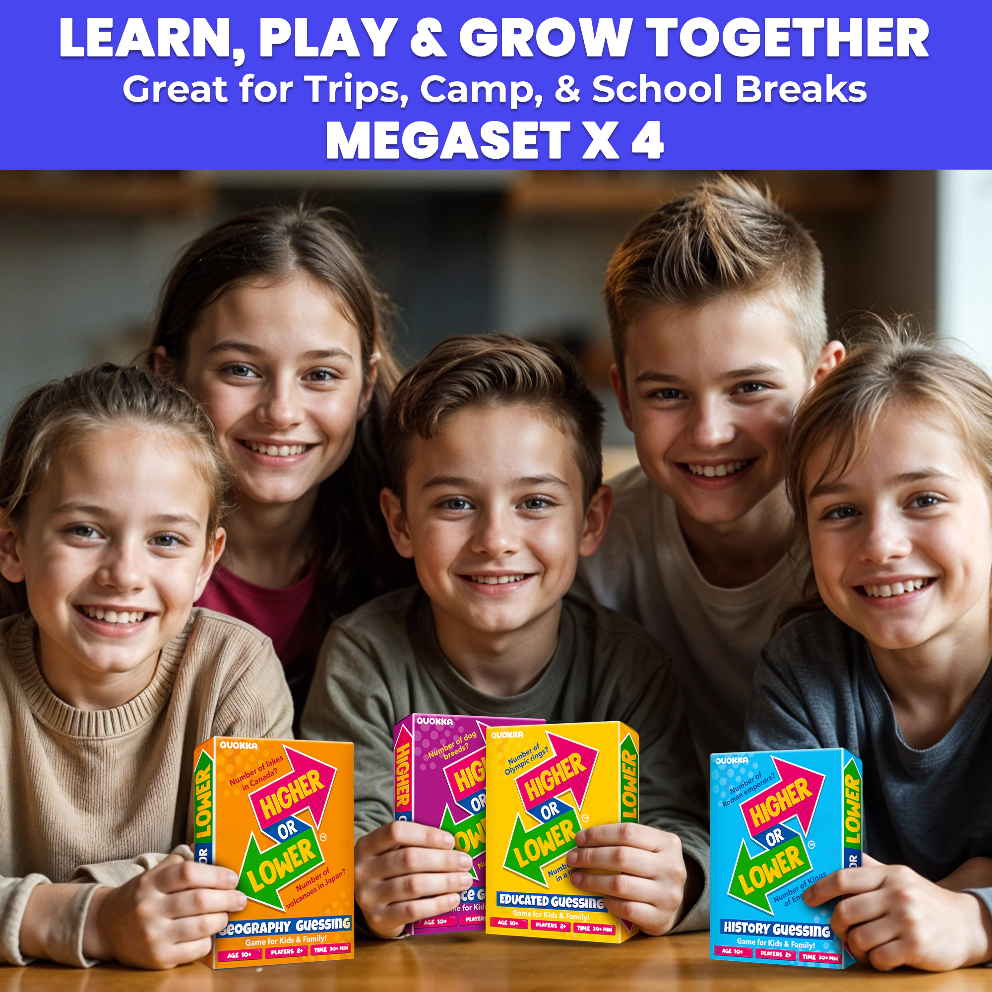 QUOKKA Higher or Lower Card Game for Kids and Families - Science & General Knowledge Guessing