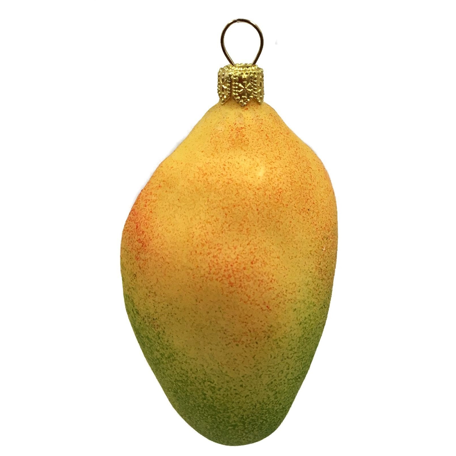 Pinnacle Peak Trading Company Slice of Mango Fruit Polish Glass Christmas Ornament Food Decoration Set of 2