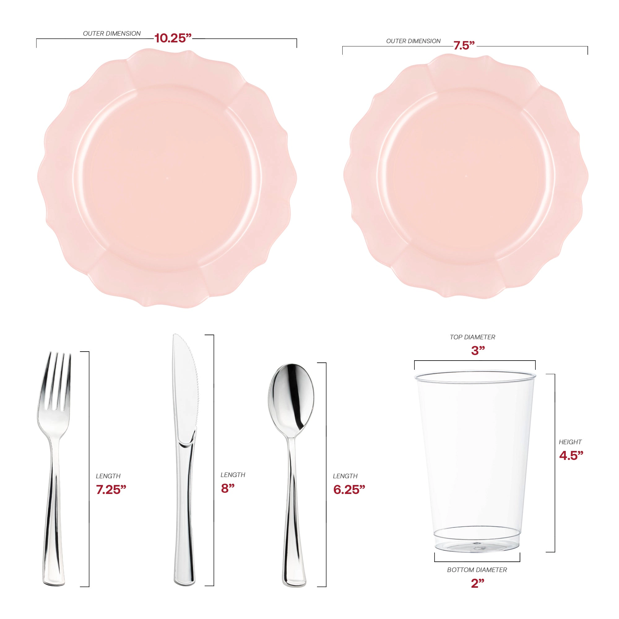 Smarty Had A Party Pearl Pink Round Lotus Plastic Wedding Value Set