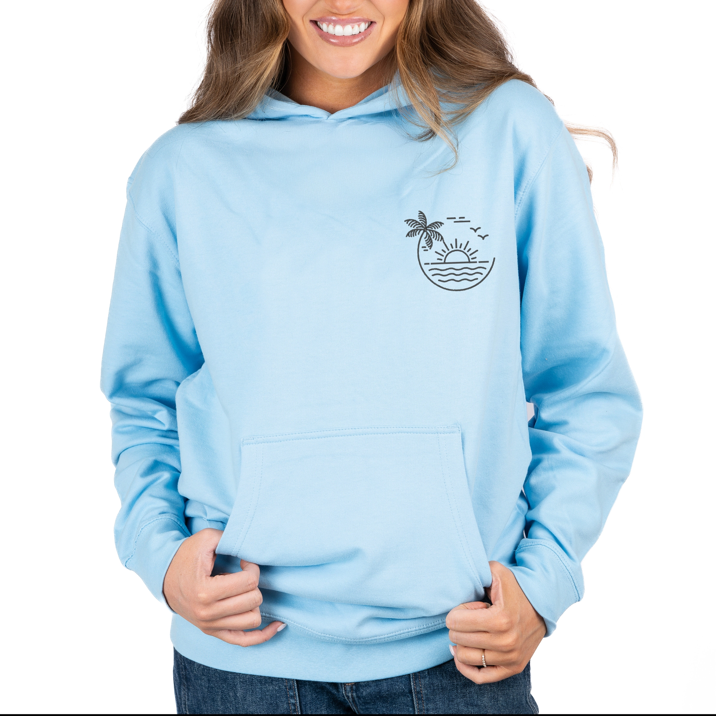 Simply Sage Market - Embroidered Beach Sunset Women's Graphic Hoodie