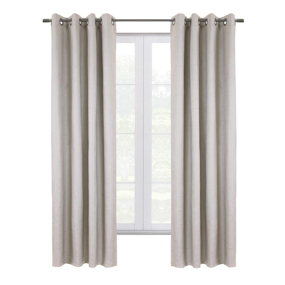 Thermaplus Shadow Blackout Grommet Curtain Panel for Bedroom and Living Room 52 x 108 Off White
