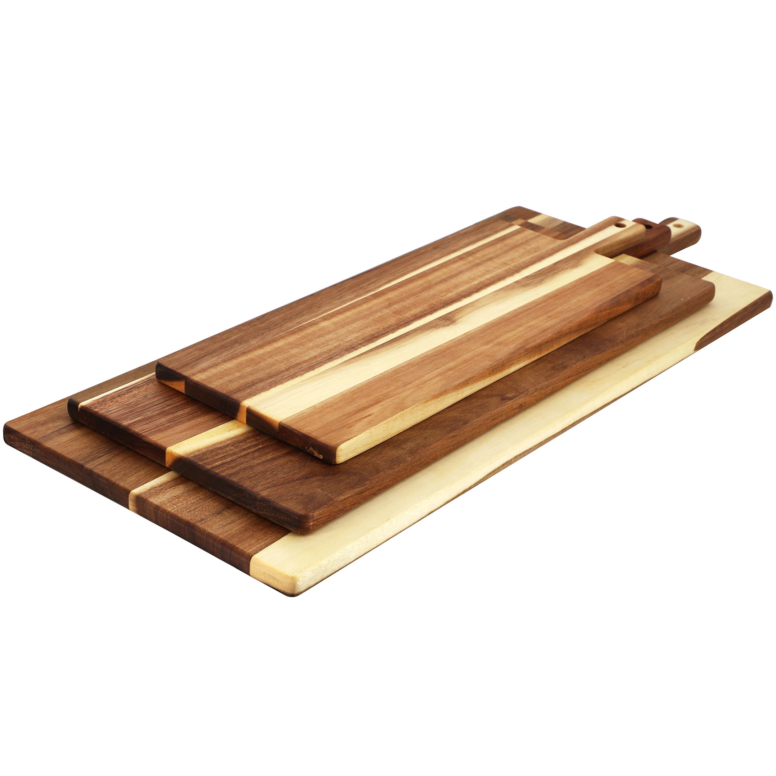 MegaChef 3 Piece Acacia Wood Charcuterie Cheese Board Set with Handles