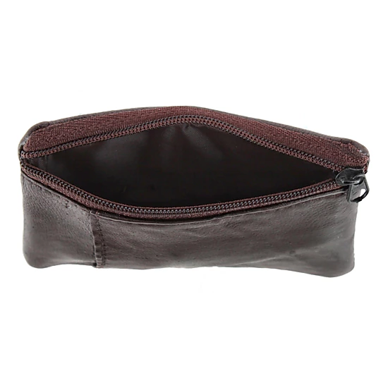 CTM Leather Zipper RFID Coin Pouch Wallet with ID Window & Key Ring