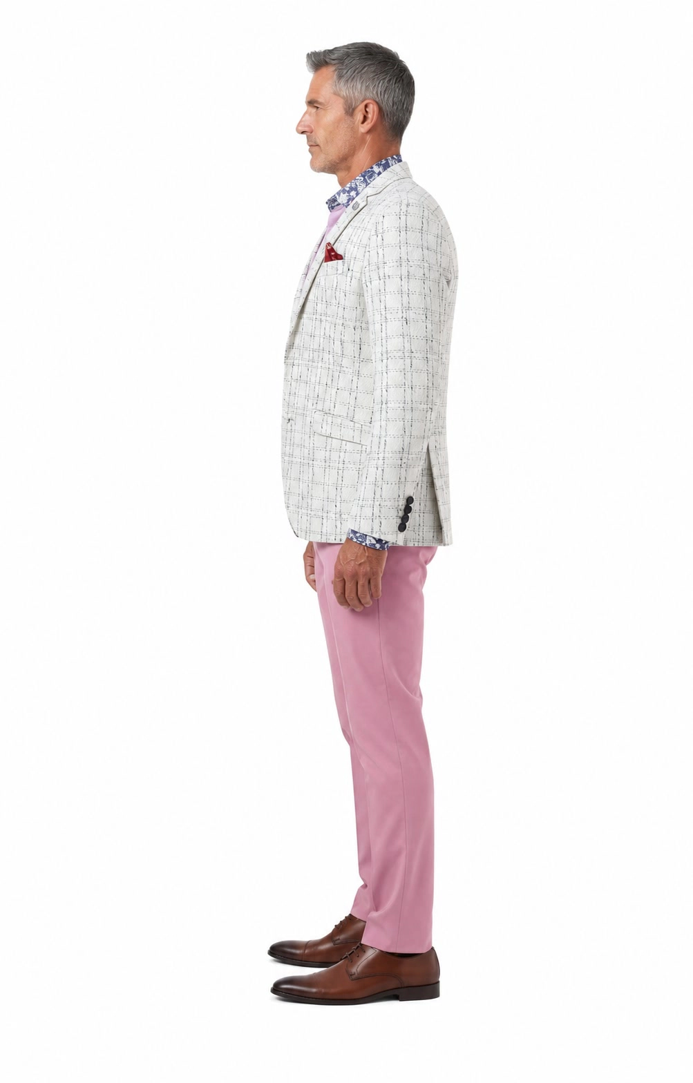 Elie Balleh Men's Slim Fit Plaid Boucle Sportcoat