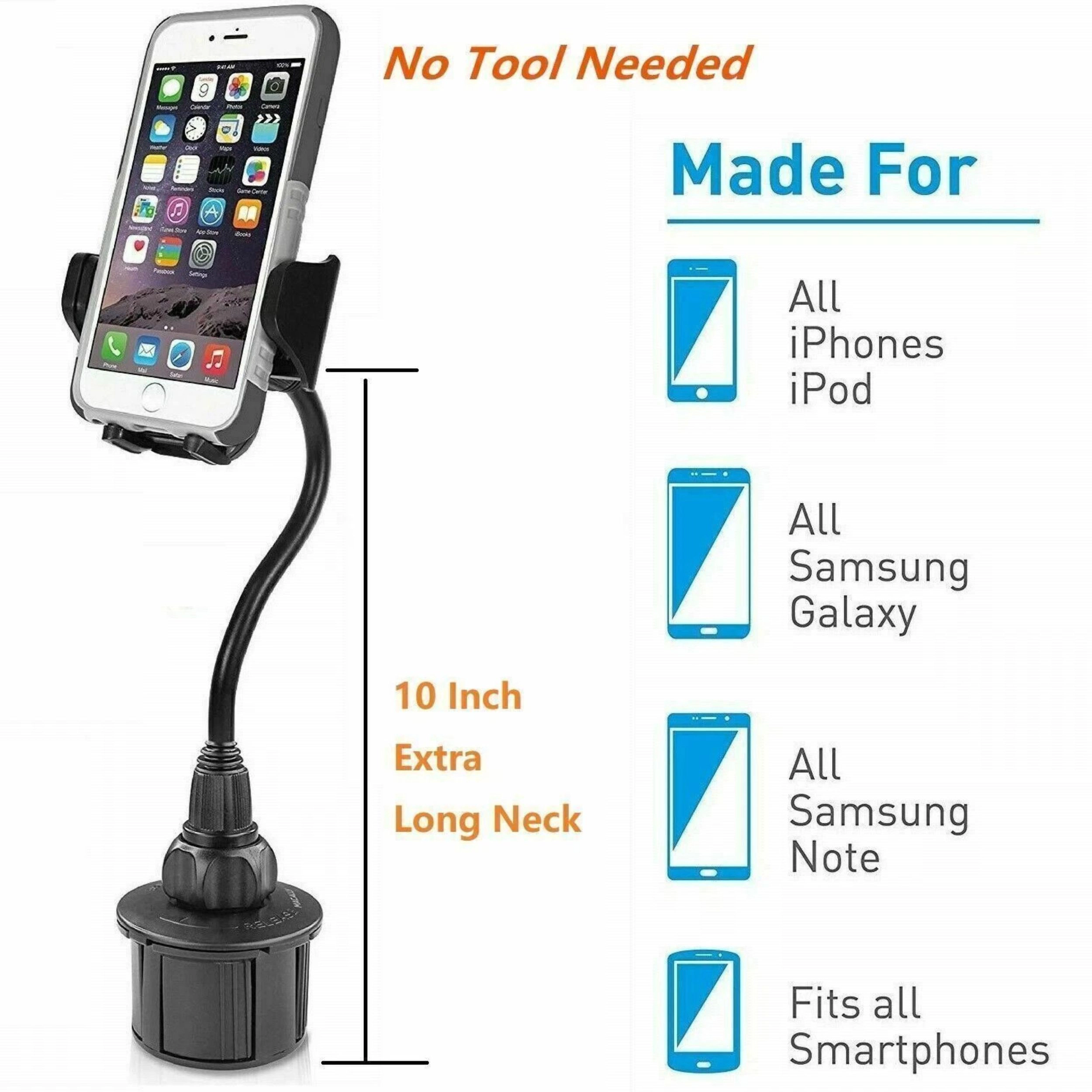 Home Collection Universal Adjustable Gooseneck Car Cup Holder Phone Mount
