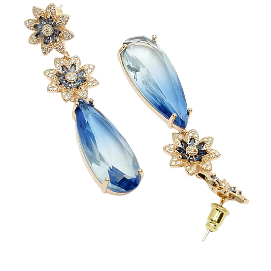 AGP PARIS Womens Diva Collection Double Flower Drop Earrings