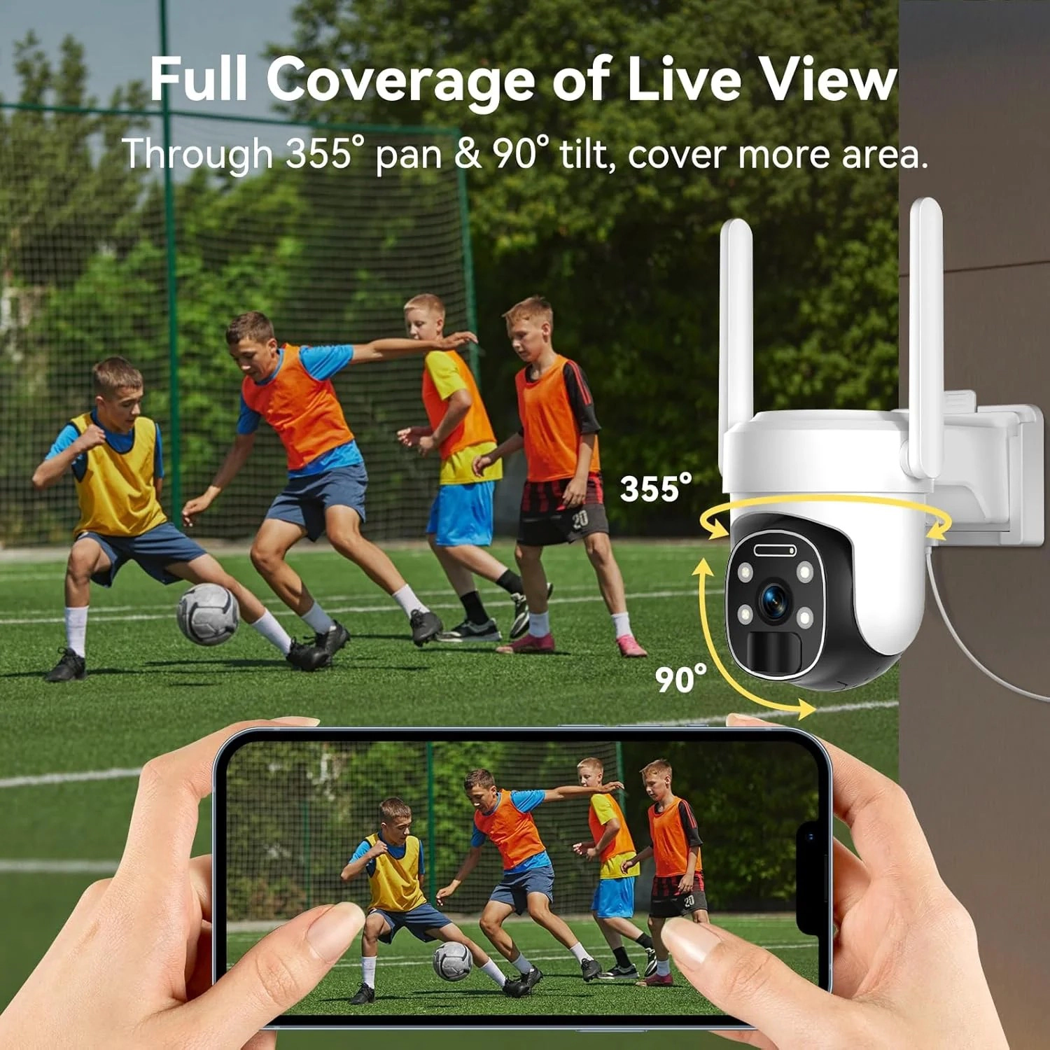 Sonicgrace 4G LTE Cellular 355°PTZ Solar 2K Security Camera