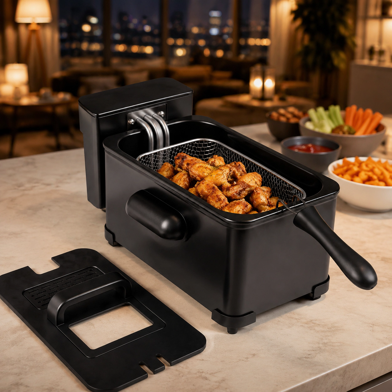SUGIFT 1700W 3.2-Qt Electric Deep Fryer, LED Touch Screen, 6 Presets, Enamel Oil Tank