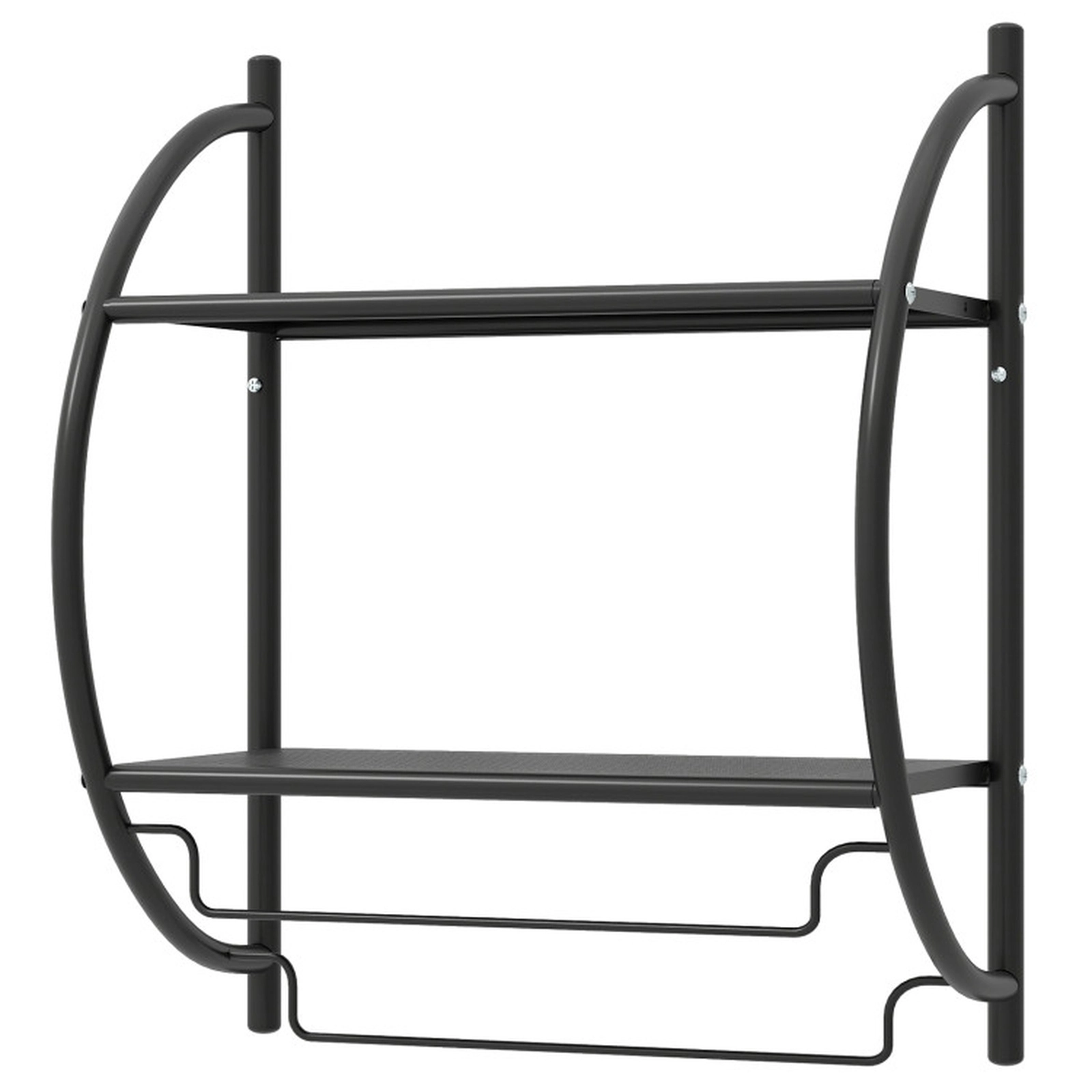 SUGIFT Wall Mounted 2-Tier Bathroom Towel Rack Mesh Shelves 14-in Towel Bars 18 x 10 x 22-in 16 x 9-in Shelves Black