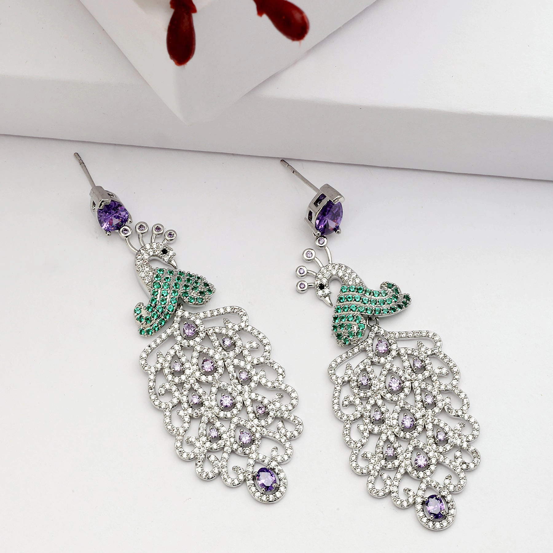 AGP PARIS Womens Diva Beautiful Peacock Drop Earrings