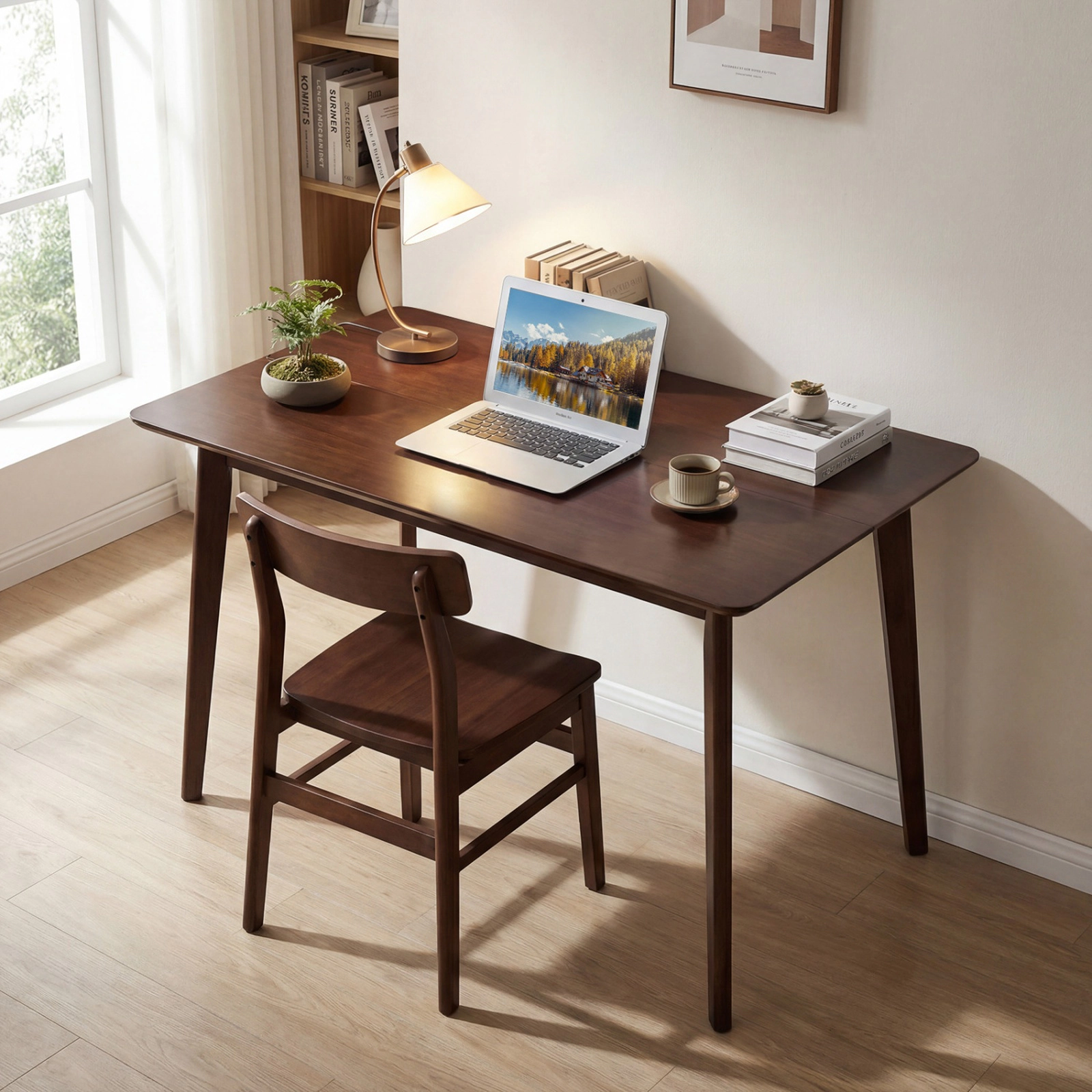 SUGIFT 47-in Walnut Rectangular Dining Table for 4 to 6 People