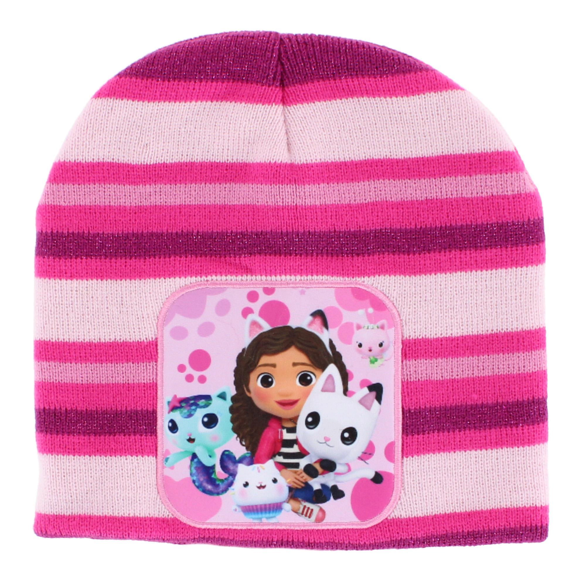 Textiel Trade Girl's Gabby's Dollhouse Striped Winter Beanie Hat and Gloves Set