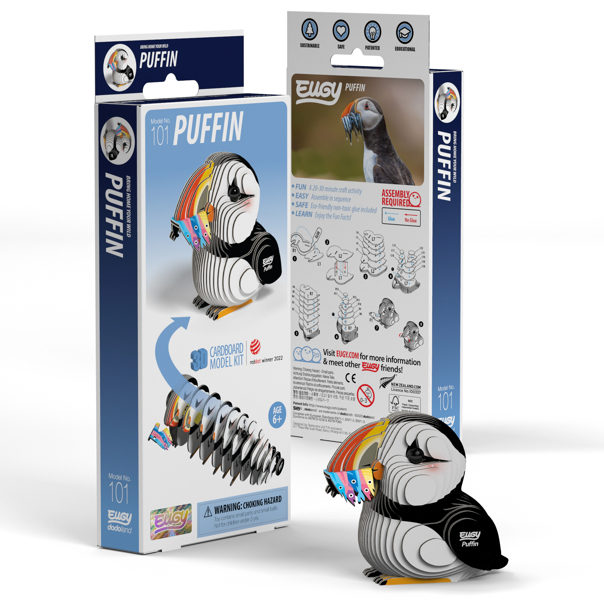 EUGY Puffin 3D Puzzle - contains 31 puzzle pieces