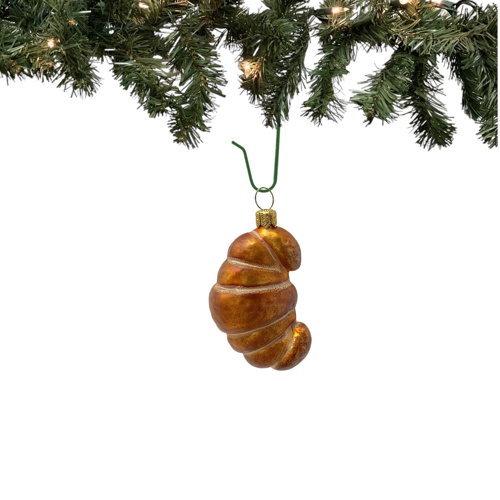 Pinnacle Peak Trading Company Croissant Pastry Polish Blown Glass Christmas Ornament Set of 2 Decorations